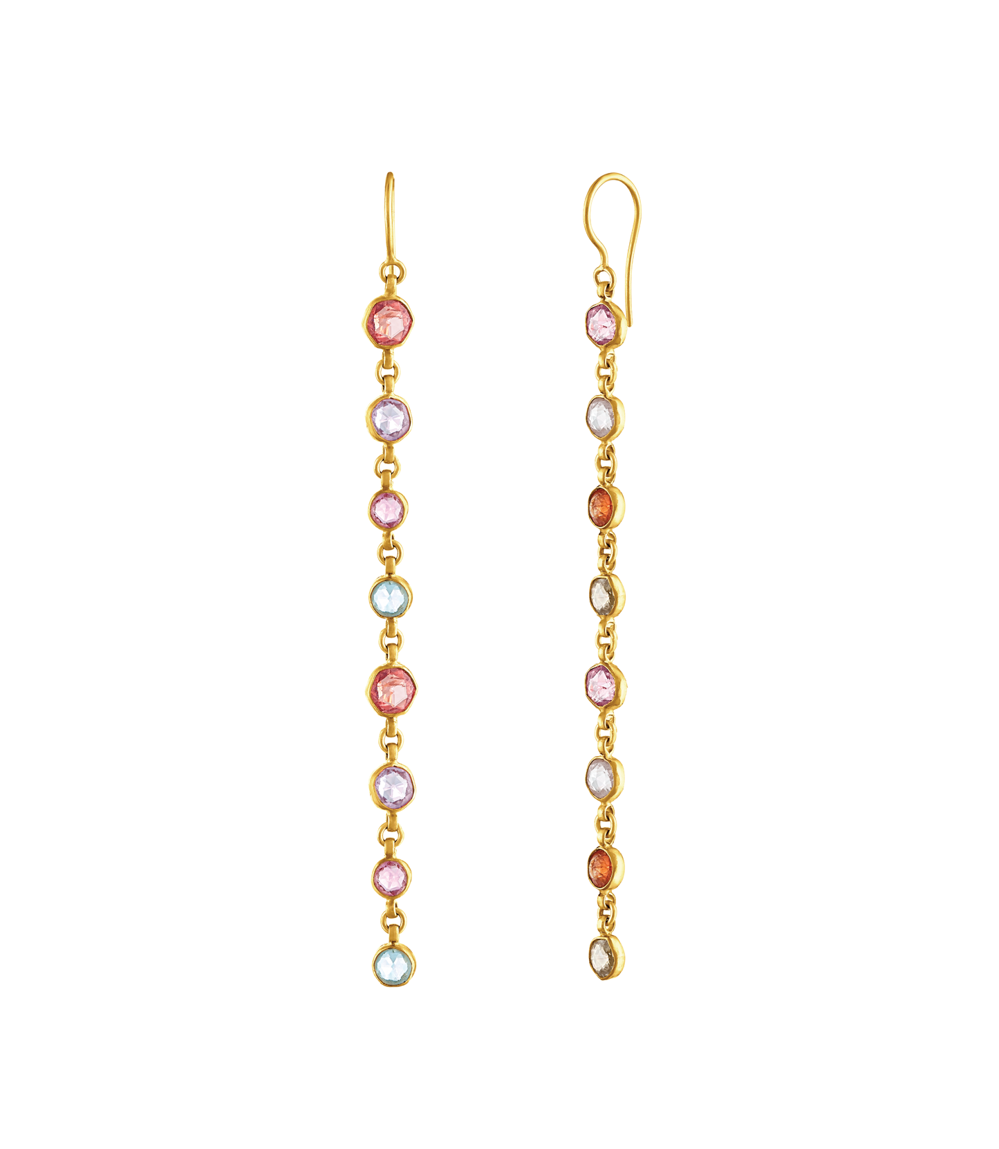 Shoulder-Duster Cracked Seed Earrings in Tourmaline