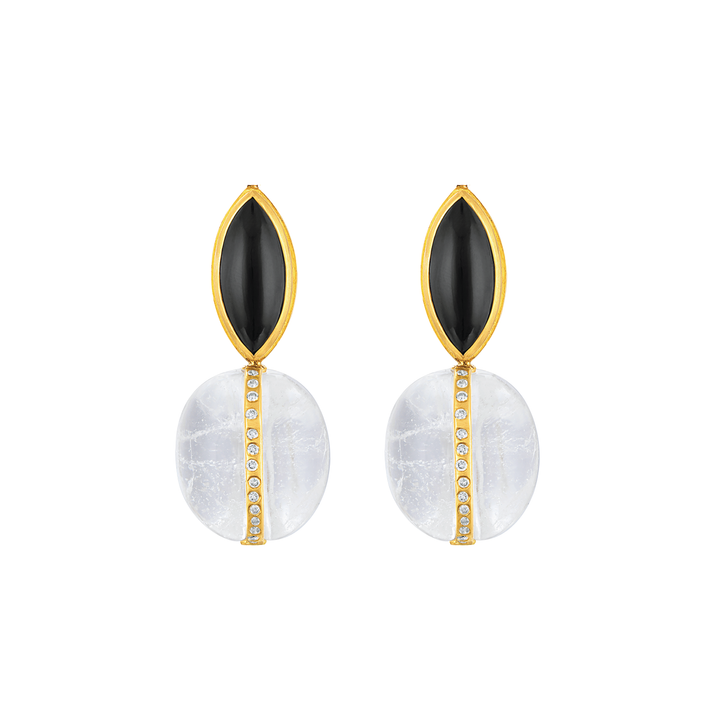Spinning Double Seed Drops in Black Onyx and Diamond
