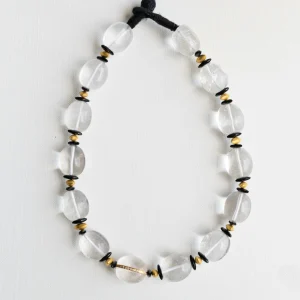 Snakefruit Choker in Rock Crystal, Onyx, Diamond, and 22kt Gold