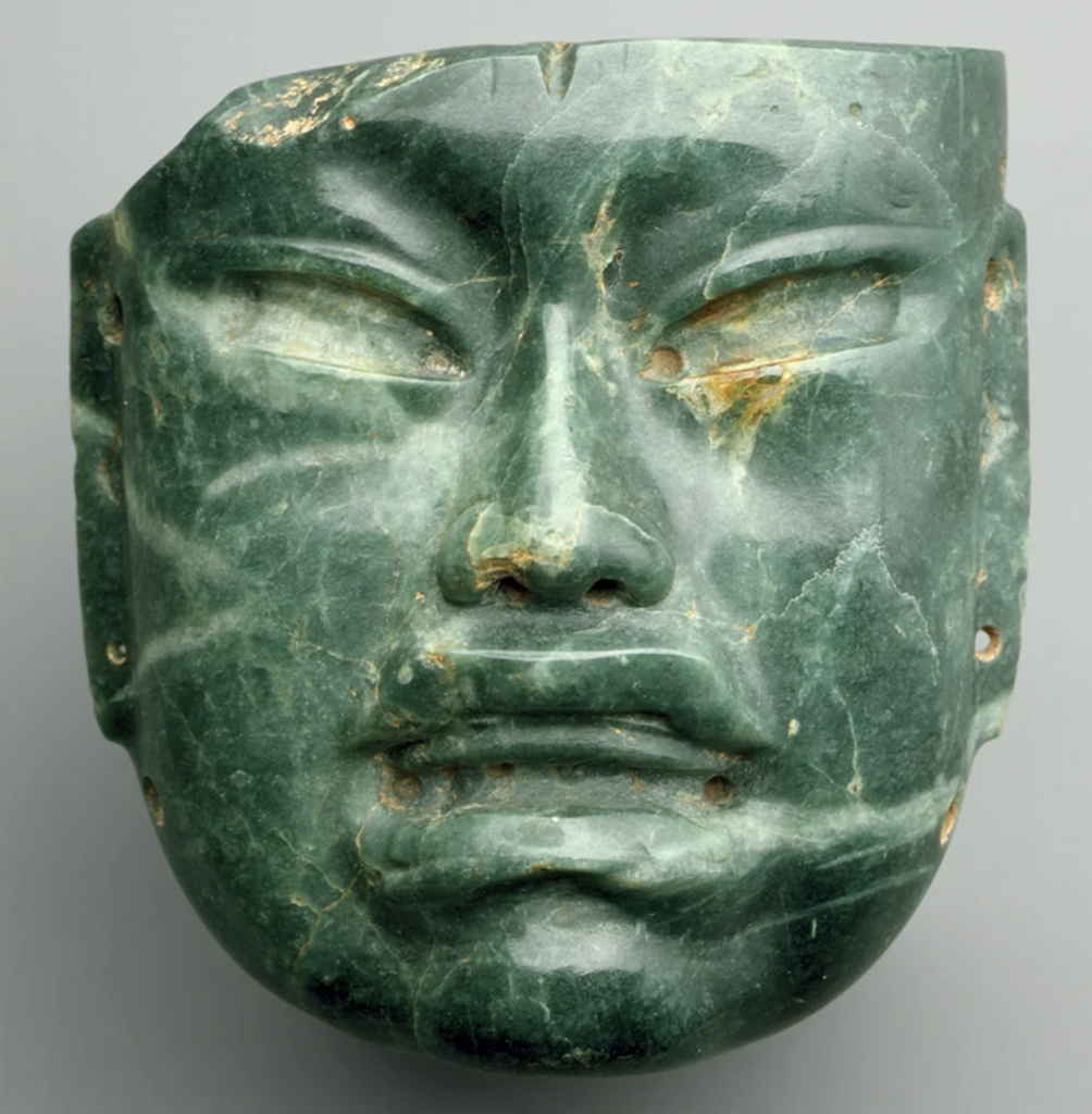 Olmec face carved from jadeite, 900–400 BCE